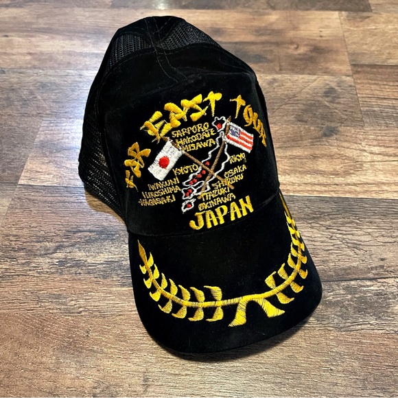 VintageFar East Tour Japan Velvet Trucker Hat70s–80s Military Souvenir
